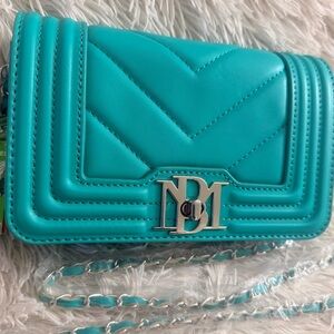 BADGLEY MISCHKA Small Chevron Quilted Crossbody Bag In Green Teal - NWT